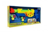 Pistole vodní stříkací pumpa+měkké míčky 6ks plast 45cm 2 barvy v krabici 50x23x5cm