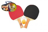 Sada stolní tenis/ping pong dřevěná 25cm s míčky v pouzdře