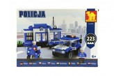 Stavebnice Dromader Policie Stanice + Auto + Motorka 223ks v krabici 35x25x6cm