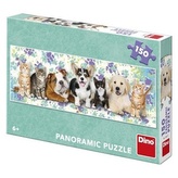 Puzzle 150 panoramic Psi a kočky