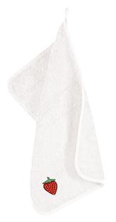 Froté ručník s výšivkou - bílý ručník s výšivku jahůdka - 30x50 cm