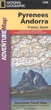 National Geographic Adventure Travel Map Pyrenees, Andorra, France, Spain