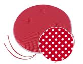 Sedák Adéla kulatý hladký - puntík červenobílý - obšitý bílou bavlněnou stuhou - průměr 40 cm
