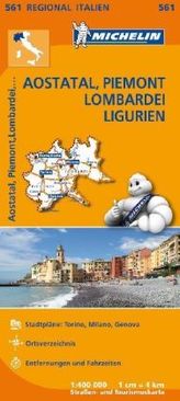 Michelin Karte Aostatal, Piemont, Lombardei, Ligurien. Italie Nord-Ouest