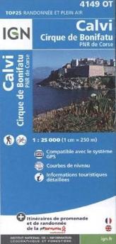 IGN Karte, Carte de randonnée (et plein air) Calvi, Cirque du Bonifatu
