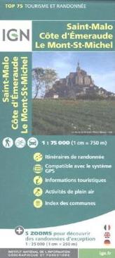 IGN Karte, Tourisme et Randonnée Saint Malo, Côte d'Émeraude, Le Mont-St-Michel