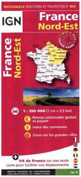 IGN Karte, Nationale Routière (et Touristique) France Nord-Est