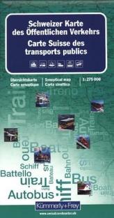 Kümmerly & Frey Karte Schweizer Karte des öffentlichen Verkehrs. Carte Suisse des transport publics. Carta Svizzera dei trasport