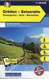 Kümmerly & Frey Outdoorkarte Gröden, Seiseralm-Schlern