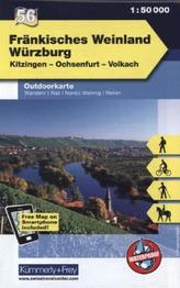 Kümmerly & Frey Outdoorkarte Fränkisches Weinland, Würzburg