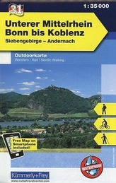 Kümmerly & Frey Outdoorkarte Unterer Mittelrhein, Bonn bis Koblenz