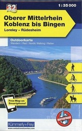 Kümmerly & Frey Outdoorkarte Oberer Mittelrhein, Koblenz bis Bingen