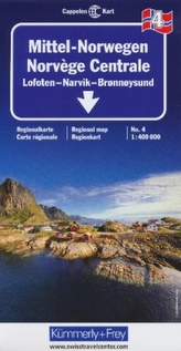 Kümmerly & Frey Karte Mittel-Norwegen, Lofoten, Narvik, Broennoeysund. Norvège Centrale, Lofoten, Narvik, Broennoeysund. Central