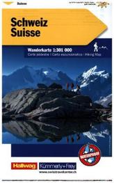 Kümmerly & Frey Wanderkarte Schweiz. Suisse, Carte de randonnée pedestre / Svizzera, Carta escursionistica / Switzerland, Hiking