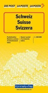 Kümmerly & Frey Poster Schweiz, Postleitzahlenkarte. Suisse, carte des numéros postaux d' acheminement. Switzerland, post code m