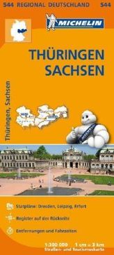 Michelin Karte Thüringen, Sachsen. Allemagne Centre-Est
