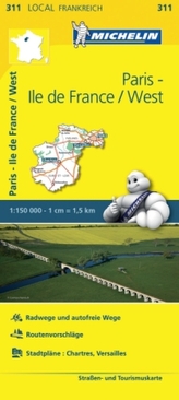 Michelin Karte Paris, Ile-de-France/West. Eure-et-Loir, Paris, Yvelines