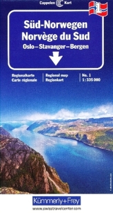 Kümmerly & Frey Karte Süd-Norwegen. Norvège du Sud / Southern Norway / Soer-Norge