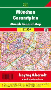 Freytag & Berndt Poster München, Gesamtplan, mit Metallstäben. Munich, General Map