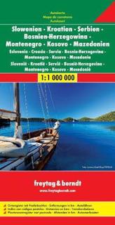 Freytag & Berndt Autokarte Slowenien, Kroatien, Serbien, Bosnien, Herzegowina, Montenegro, Kosovo, Mazedonien. Eslovenia, Croaci