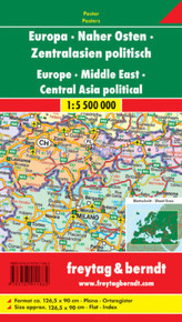 Freytag & Berndt Poster Europa, Naher Osten, Zentralasien politisch, ohne Metallstäbe. Europe, Middle East, Central Asia politic
