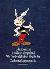 Uderzo Skizzen. Asterix im Morgenland. Wie Obelix als kleines Kind in den Zaubertrank geplumpst ist