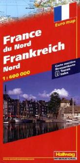 Hallwag Straßenkarte Frankreich Nord. France du Nord. France North; Francia del Nord