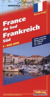 Hallwag Straßenkarte Frankreich Süd. France du Sud. France South. Francia del Sud