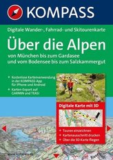 Kompass Digitale Wander-, Rad- und Skitourenkarte Über die Alpen - von München bis zum Gardasee und vom Bodensee bis zum Salzkam