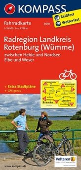 Kompass Fahrradkarte Radregion Landkreis Rotenburg (Wümme) zwischen Heide und Nordsee, Elbe und Weser