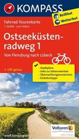 Kompass Fahrrad-Tourenkarte Ostseeküstenradweg. Tl.1