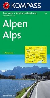 Kompass Panorama-Karte Alpen. Kompass Panorama-Karte Alps. Kompass Panorama-Karte Alpi. Kompass Panorama-Karte Alpes