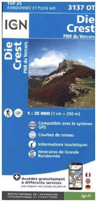 IGN Karte, Carte de randonnée (et plein air) Die Crest PNR du Vercors IGN Karte, Carte de randonnée (et plein air) Die Crest PNR du Vercors