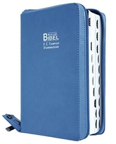 Neue Luther Bibel, F. C. Thompson, Studienausgabe, Reißverschluss - Kunstleder PU Blau