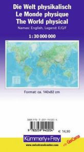 Kümmerly & Frey Poster Die Welt, physikalisch, 1 : 30 Mio.. Le monde, physique, 1 : 30 Mio. / The World, physical, 1 : 30 Mio.