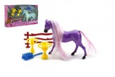 Kůň s doplňky plast; 2 barvy; v krabičce 20x11x3,5cm  - 1 kus