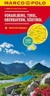 MARCO POLO Karte  Vorarlberg, Tirol, Oberbayern, Südtirol. Vorarlberg, Tyrol, Upper Bavaria, South Tyrol / Vorarlberg, Tyrol, Ha