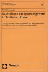 Nachteil und Einlagenrückgewähr im faktischen Konzern