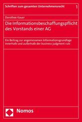 Die Informationsbeschaffungspflicht des Vorstands einer AG