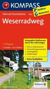 Kompass Fahrrad-Tourenkarte Weserradweg