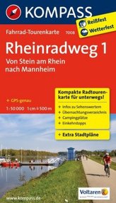 Kompass Fahrrad-Tourenkarte Rheinradweg. Tl.1