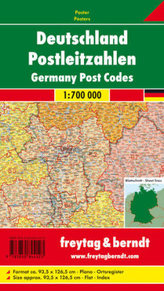 Freytag & Berndt Poster Deutschland, Postleitzahlen, ohne Metallstäbe. Germany, Post Codes