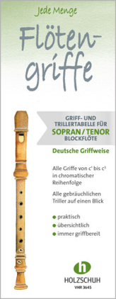 Jede Menge Flötengriffe, Griff- / Trillertabelle, Sopran- / Tenorblockflöte, deutsche Griffweise