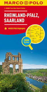 MARCO POLO Karte Rheinland-Pfalz, Saarland. Rhineland-Palatinate, Saarland / Rhénanie-Palatinat, Sarre