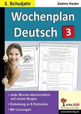 Wochenplan Deutsch, 3. Schuljahr