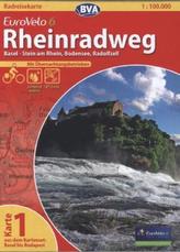 BVA Radreisekarte EuroVelo 6, Rheinradweg - Basel - Stein am Rhein - Bodensee - Radolfzell
