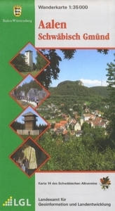 Topographische Wanderkarte Baden-Württemberg Aalen, Schwäbisch Gmünd