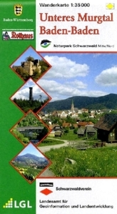 Topographische Wanderkarte Baden-Württemberg Unteres Murgtal, Baden-Baden