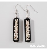 Živé šperky - Náušnice Jardiniere černé s trvalými bílými květy