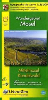 Topographische Karte Rheinland-Pfalz Wandergebiet Mosel, Mittelmosel, Kondelwald